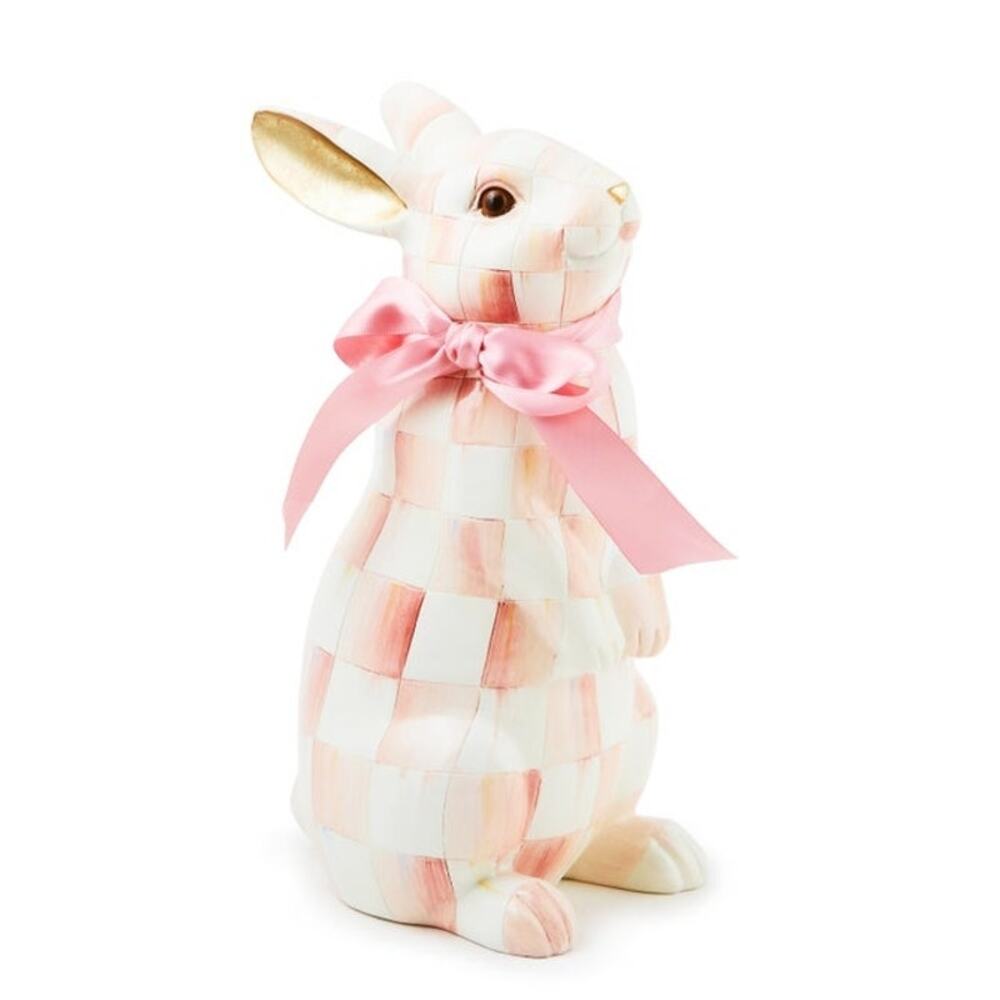 NEW Mackenzie-Childs Rosy Check Standing Easter Bunny 10" Rabbit in Original Box